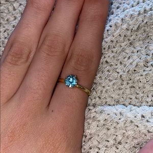Blue Rhinestone Gold Ring